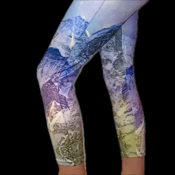 WORKOUT cropped galaxy legging sz. L-XL leggings sexy fit bodycon universe purp - Picture 4 of 7